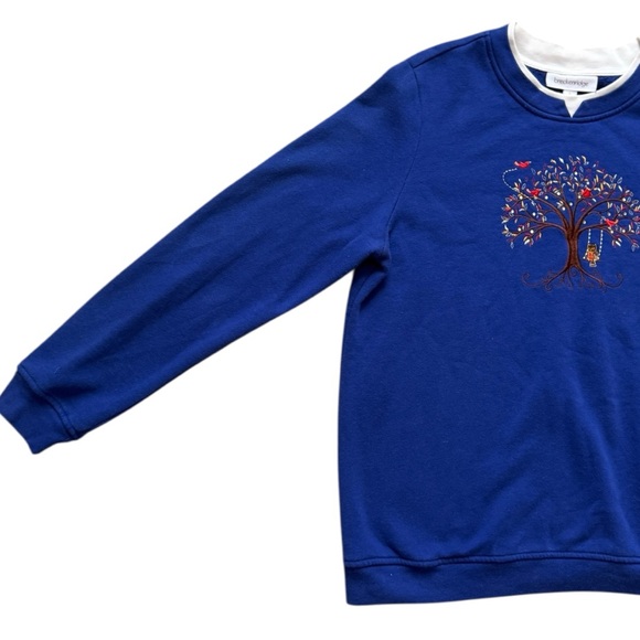 Vintage Y2K Breckenridge Embroidered Birds Double Collar Sweatshirt Size Large - Picture 3 of 5